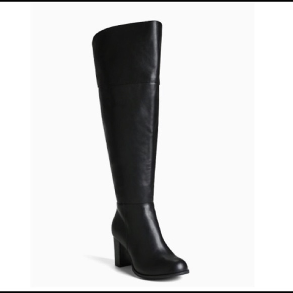 torrid Shoes - TORRID FAUX LEATHER OVER THE KNEE HEEL BOOTS